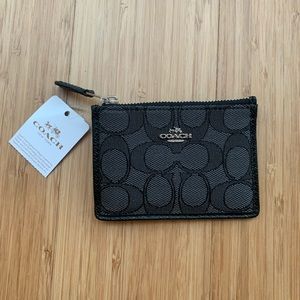 Coach Signature Mini Skinny Coin Wallet + Keychain